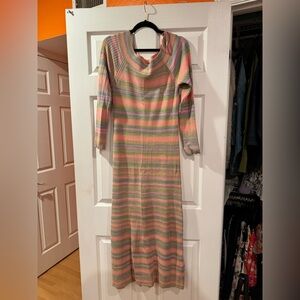 Free People Pastel Striped Long Sleeve Dress